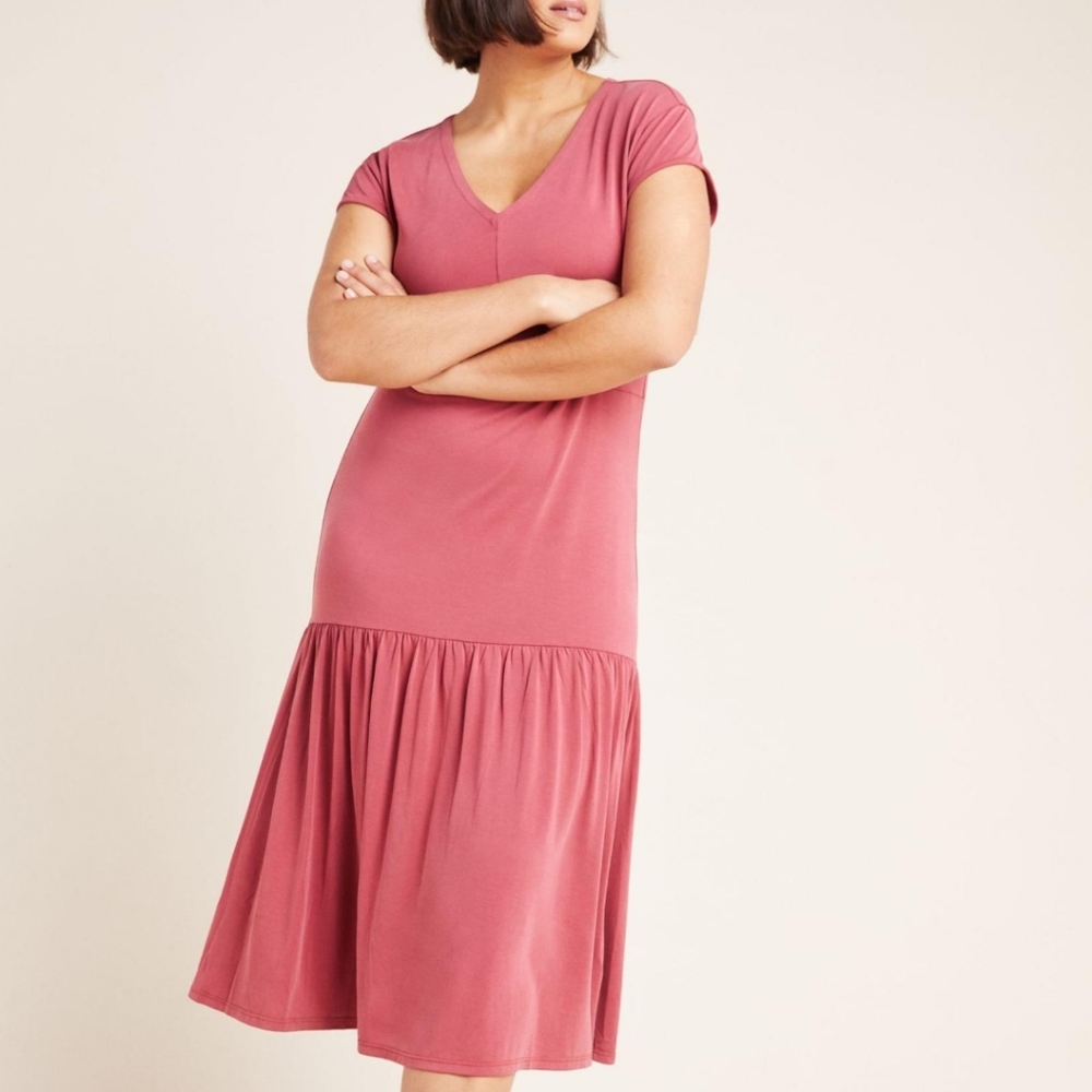 New Anthropologie Erika V-neck Midi Dress